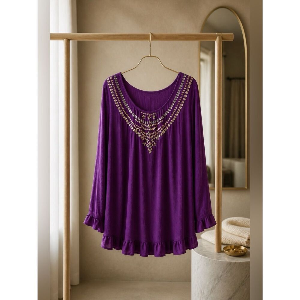 VINTAGE LADIES COVER-UP IN GRAPE by ROMAN’s SIZE 1X. EUC
